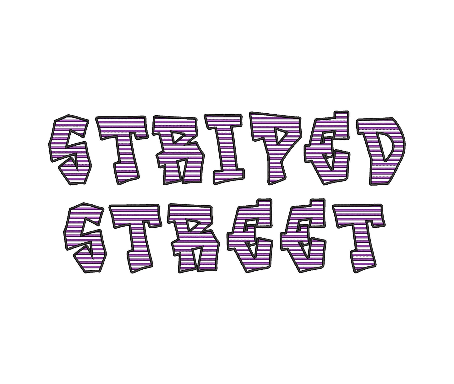 Striped Street Font satin stitch alphabet monogram letters Graffiti
