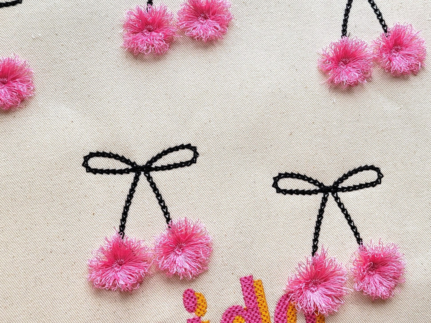 Fringed Cherry Pom Poms
