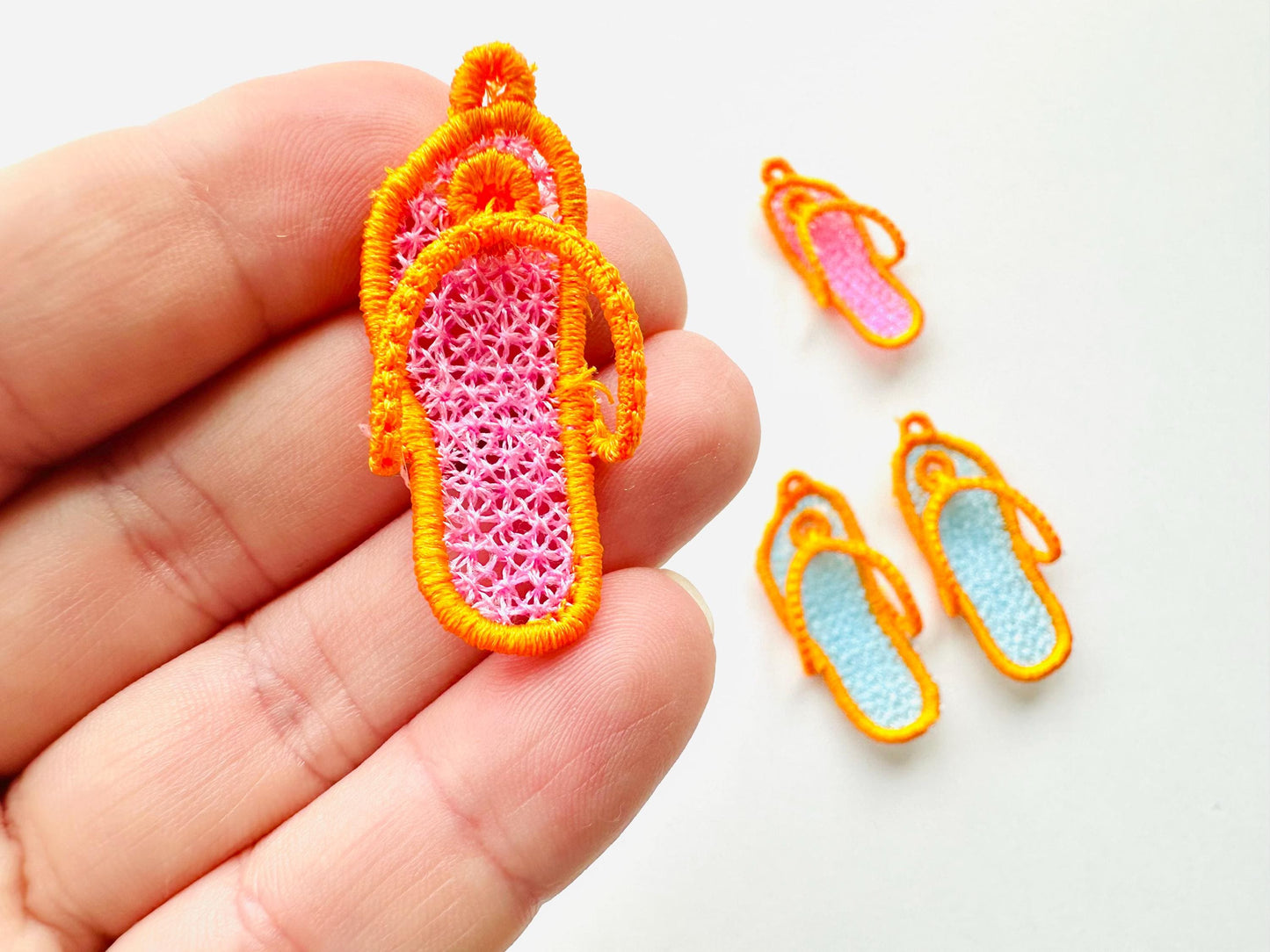 Summer Flip Flops earrings charm FSL freestanding lace 3D dimensional