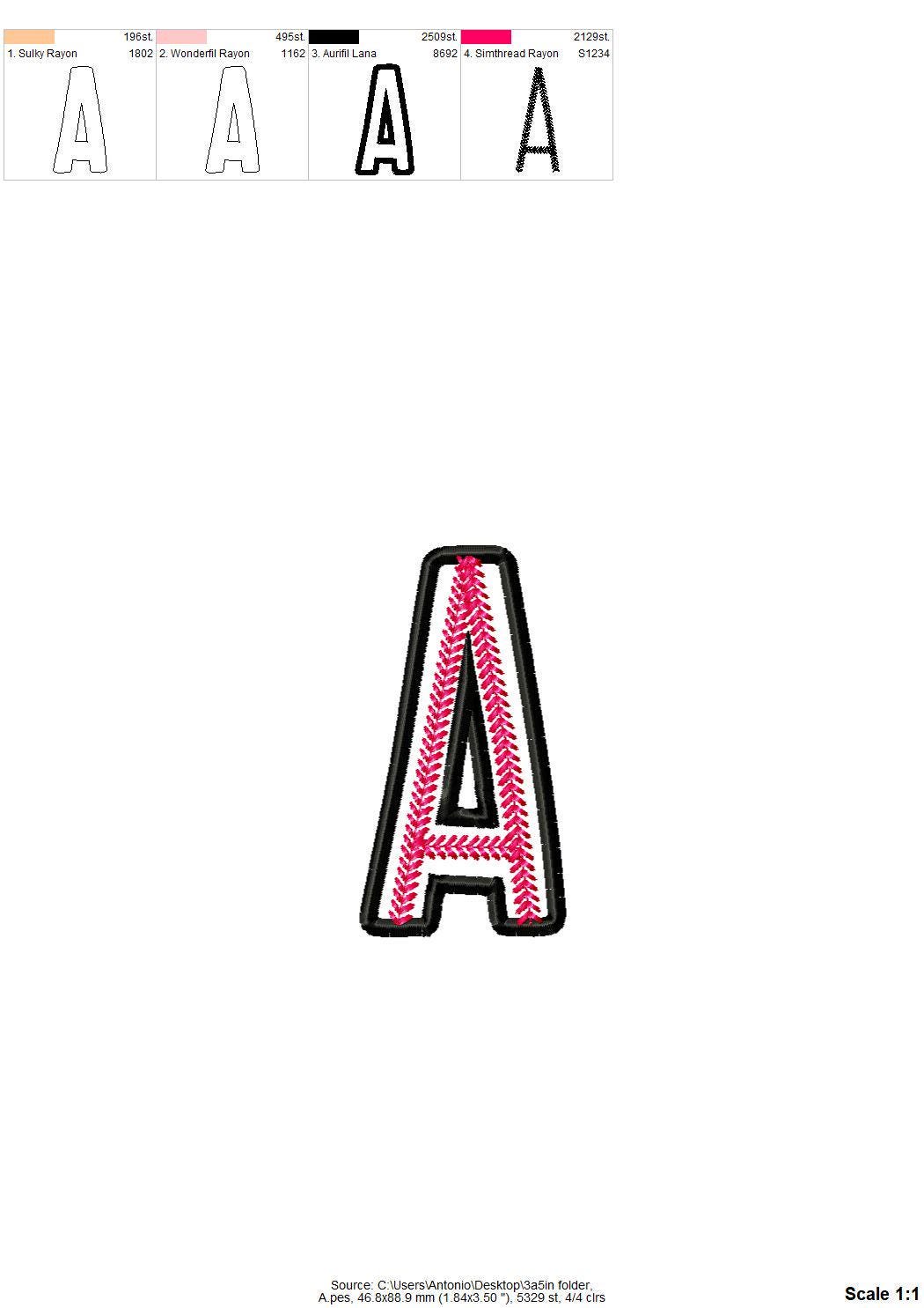 Baseball Stitch Sport Font Applique