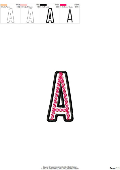 Baseball Stitch Sport Font Applique