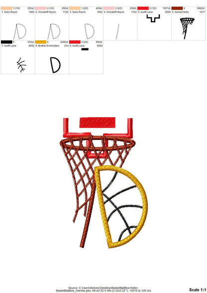 Sports Basketball Hoop And Ball