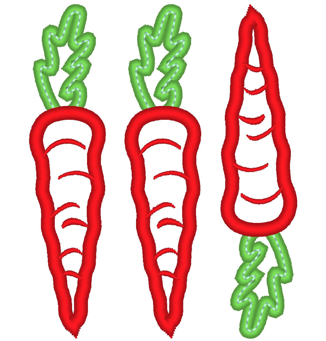 Three Carrots and Single Carrot Set Applique