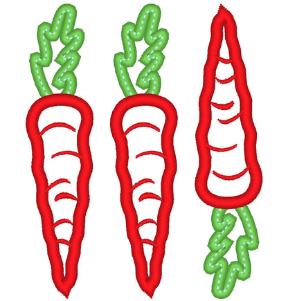 Three Carrots and Single Carrot Set Applique