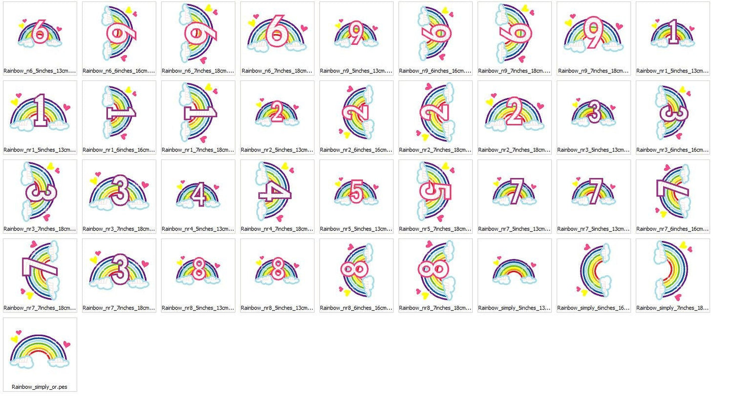 Rainbow in Cloud Birthday Numbers