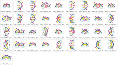 Rainbow in Cloud Birthday Numbers