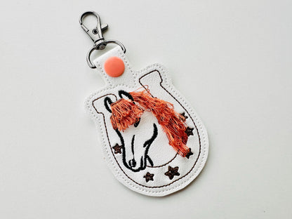 Fringed Horse and Horseshoe Keychain