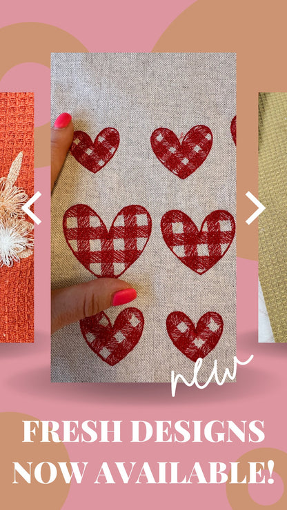 Gingham Plaid Patterned Single Heart