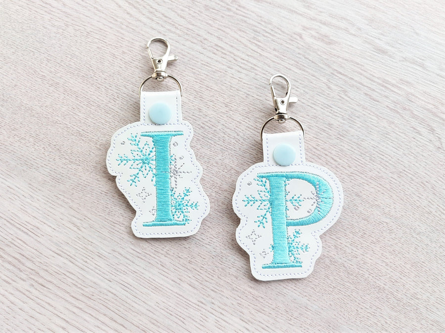 Christmas Snowflake Monogram Keychain