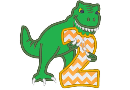 T-Rex Birthday Number Two Applique
