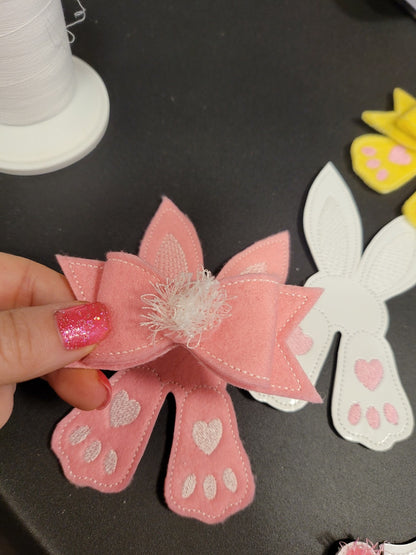 Fringed Tail Easter Bunny Bow ITH