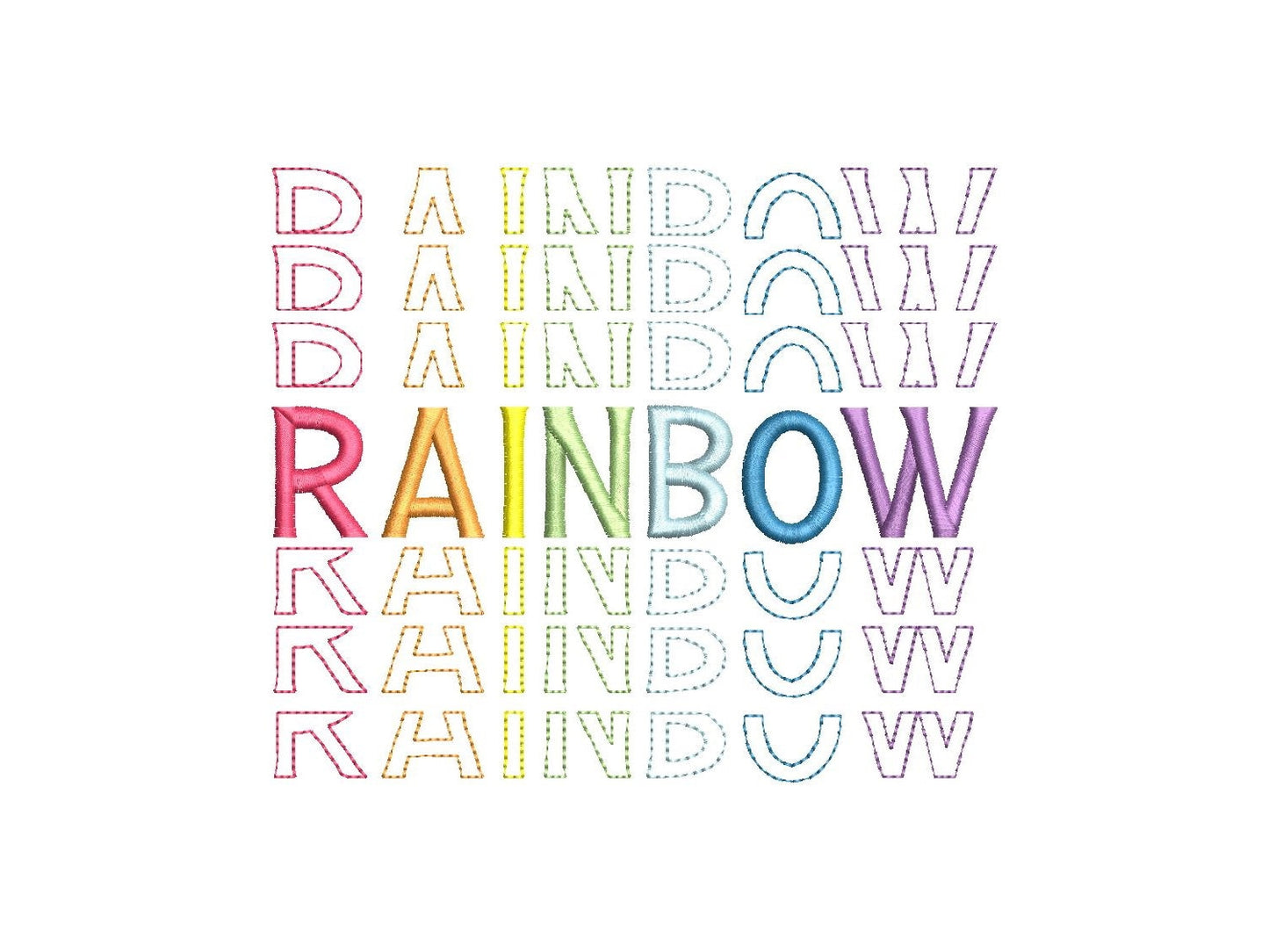 Stacked Font satin stitch and outline trend alphabet letters awesome