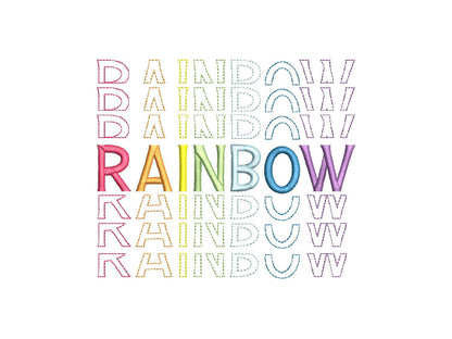 Stacked Font satin stitch and outline trend alphabet letters awesome