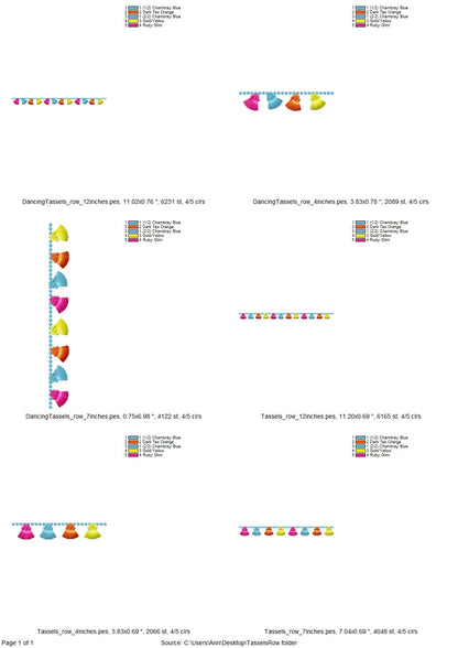 Fringed bottom border fringe tassel Machine Embroidery Designs towel