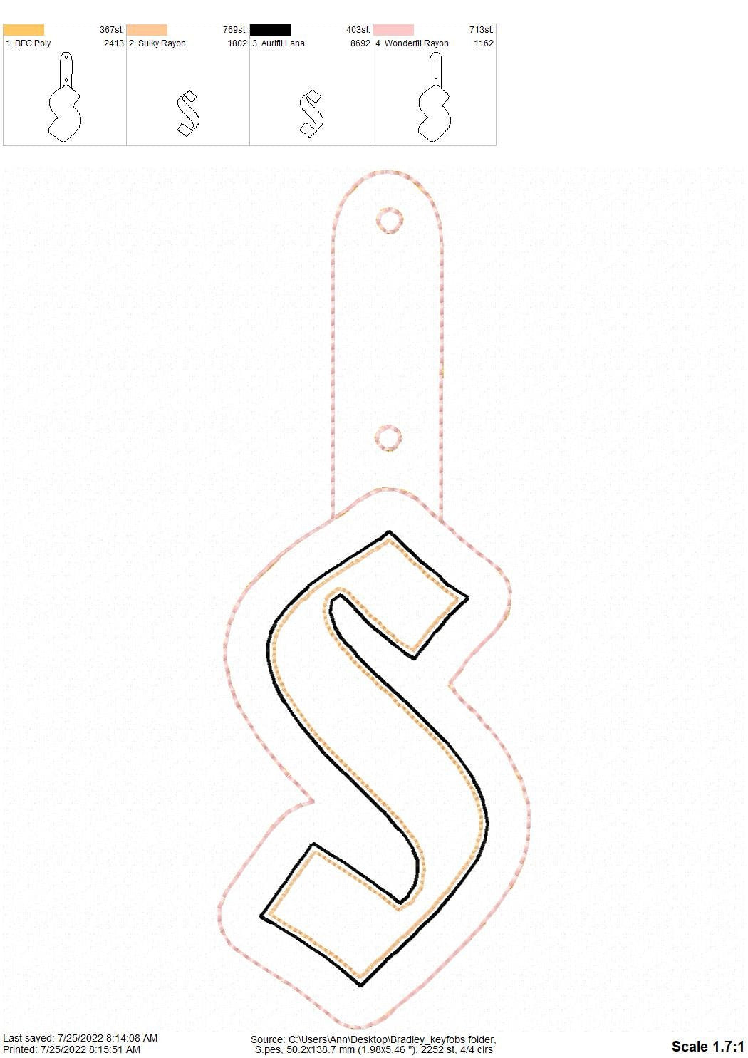Puffy Puff Relief 3D Keychain Monogram ITH