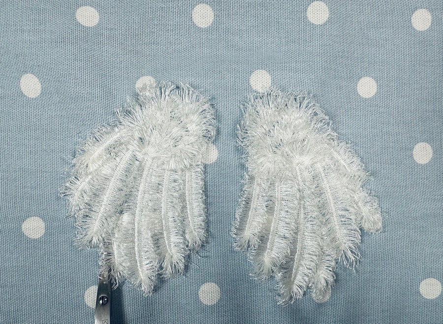 Fringed Angel Wings embroidered fuzzy wing machine embroidery designs