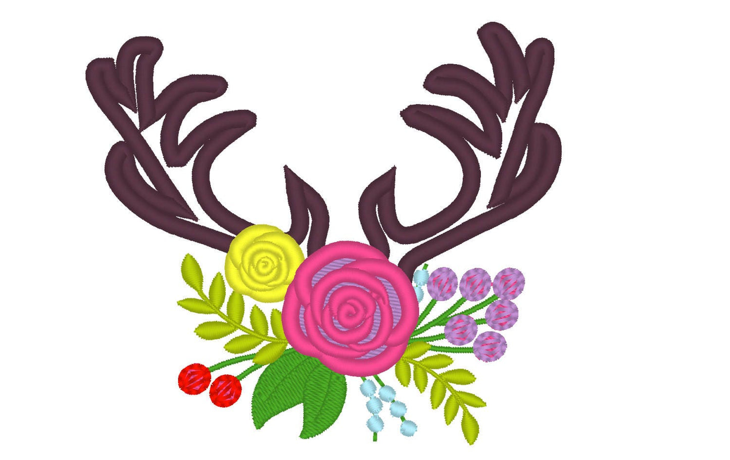 Floral Deer Antlers Applique