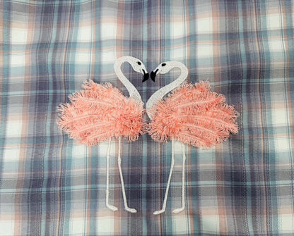 Fringed Feather Two Flamingos