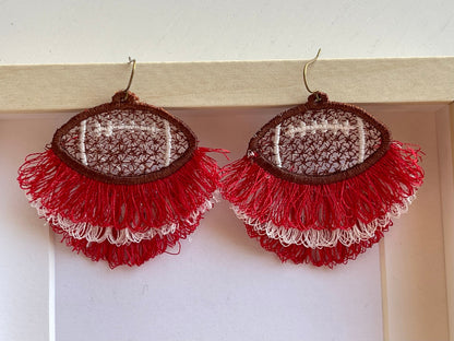 Fringed Sport Football Earrings Charm