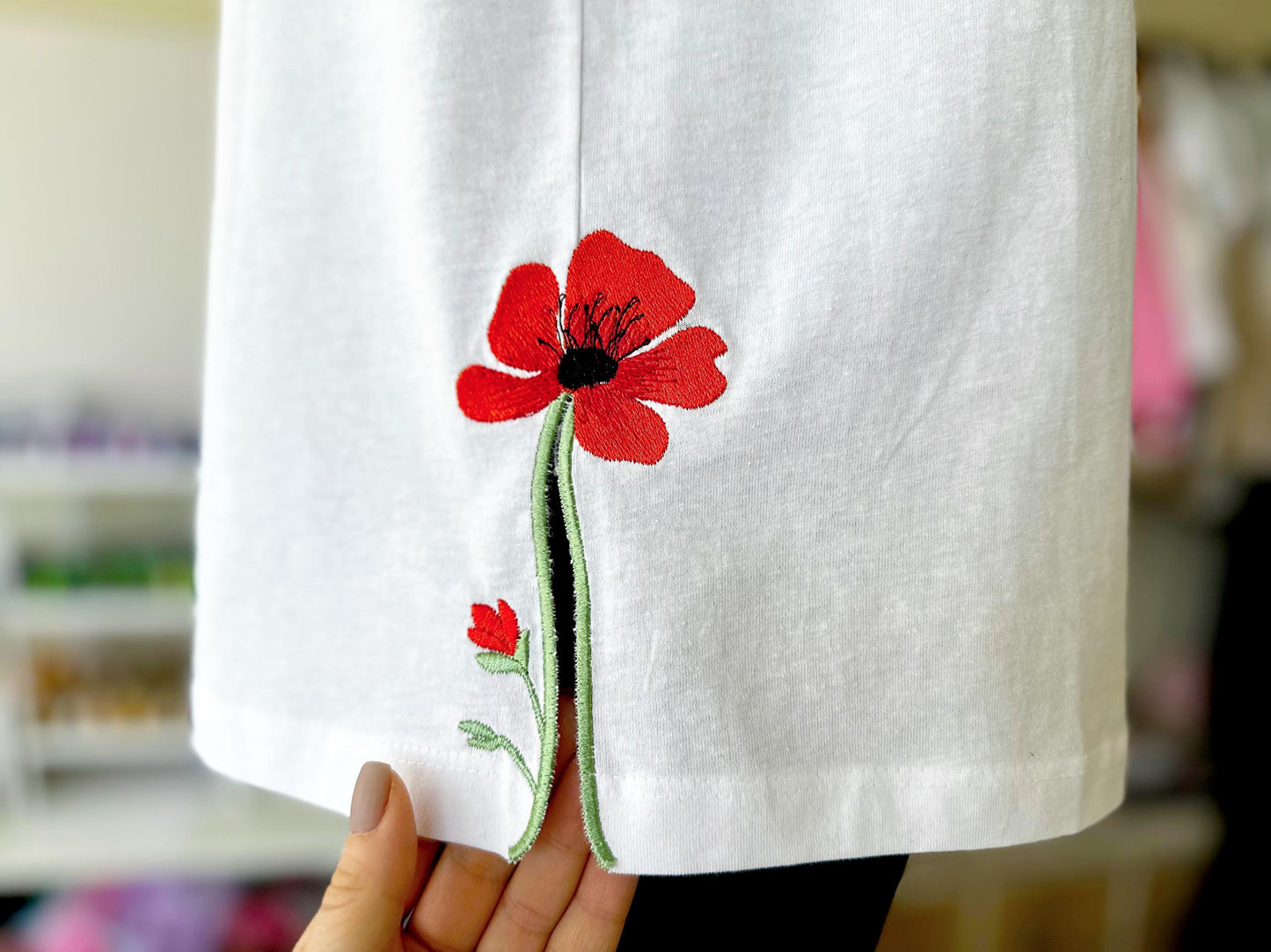 Single Poppy Flower Split Side Seam