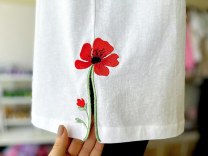 Single Poppy Flower Split Side Seam