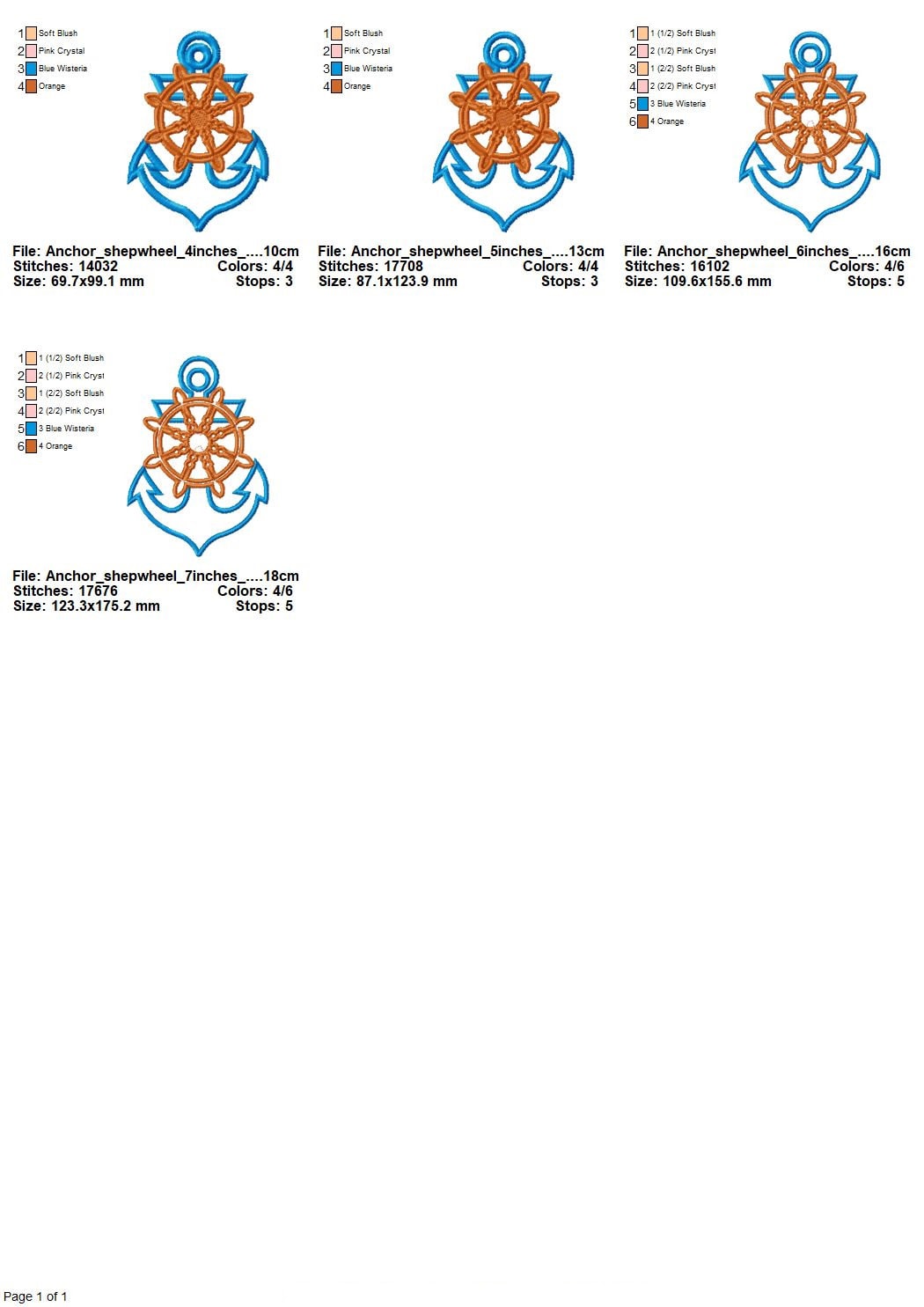 Anchor With Ship Wheel Applique