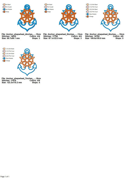 Anchor With Ship Wheel Applique