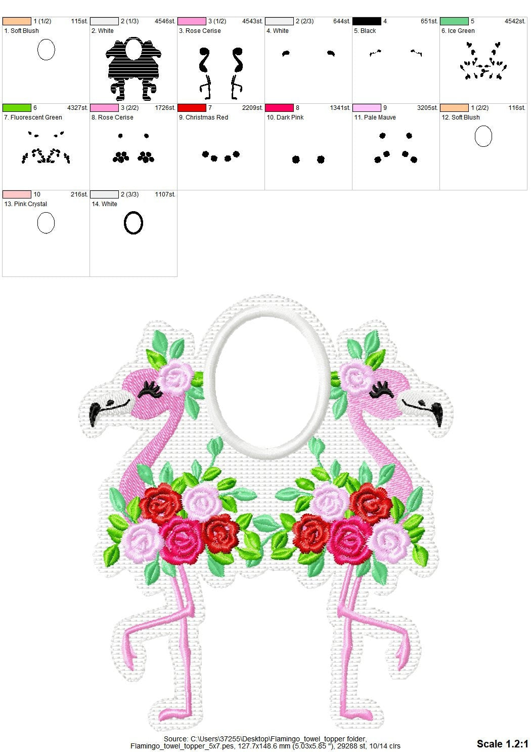 Floral Flamingos Towel Hanging Hole Topper