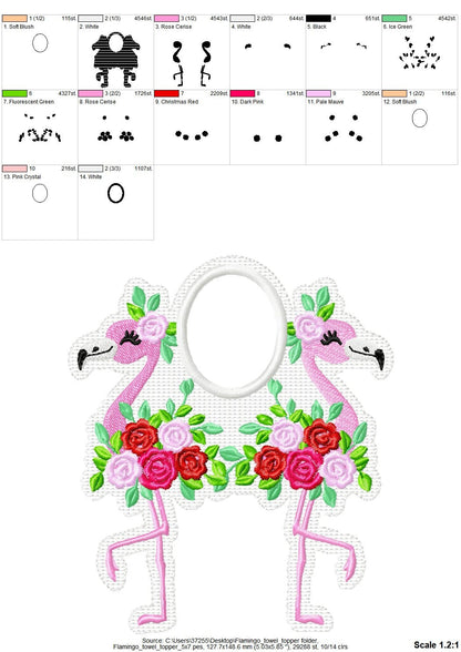 Floral Flamingos Towel Hanging Hole Topper