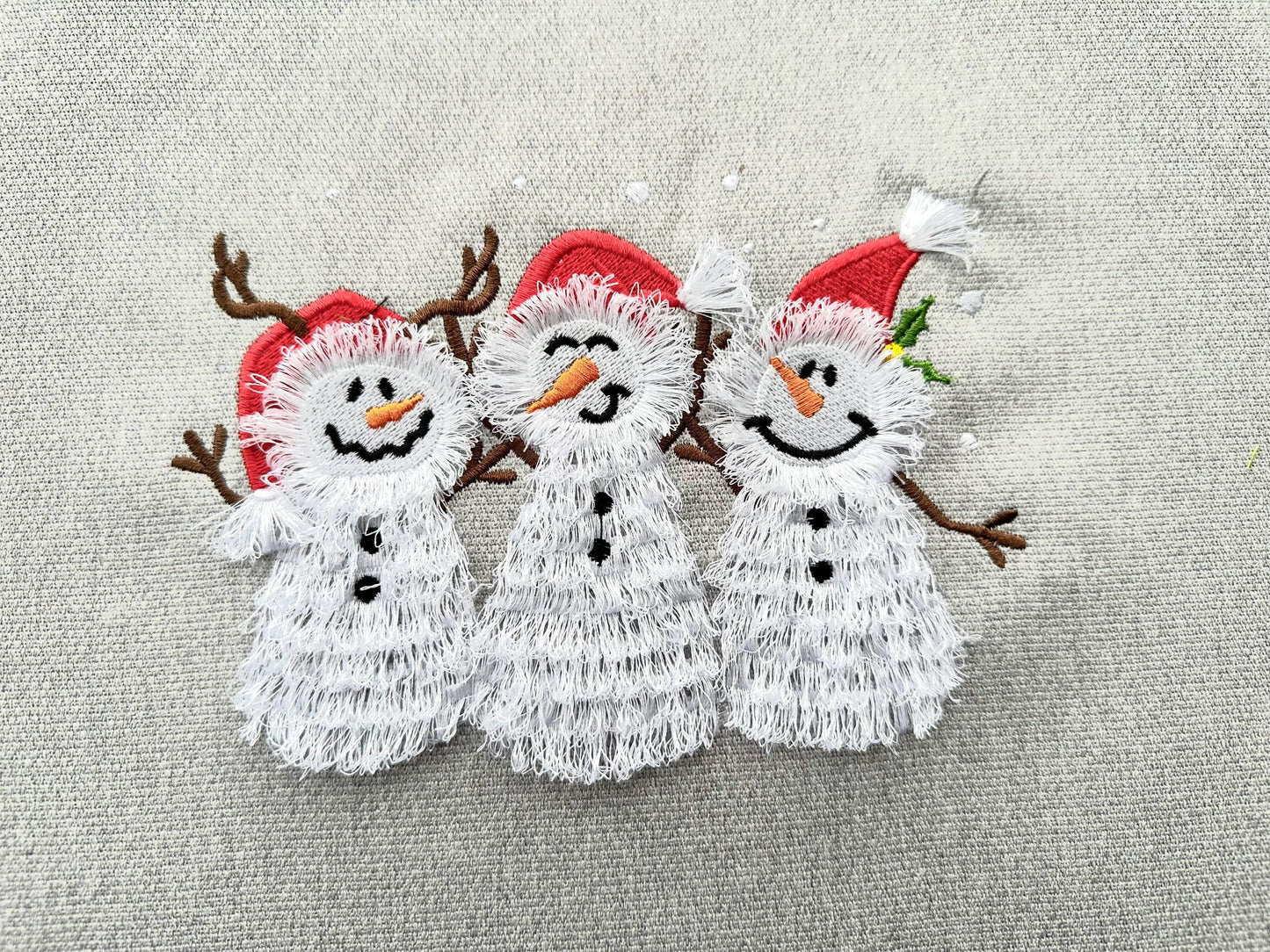 Fringed Snowman Friends Trio