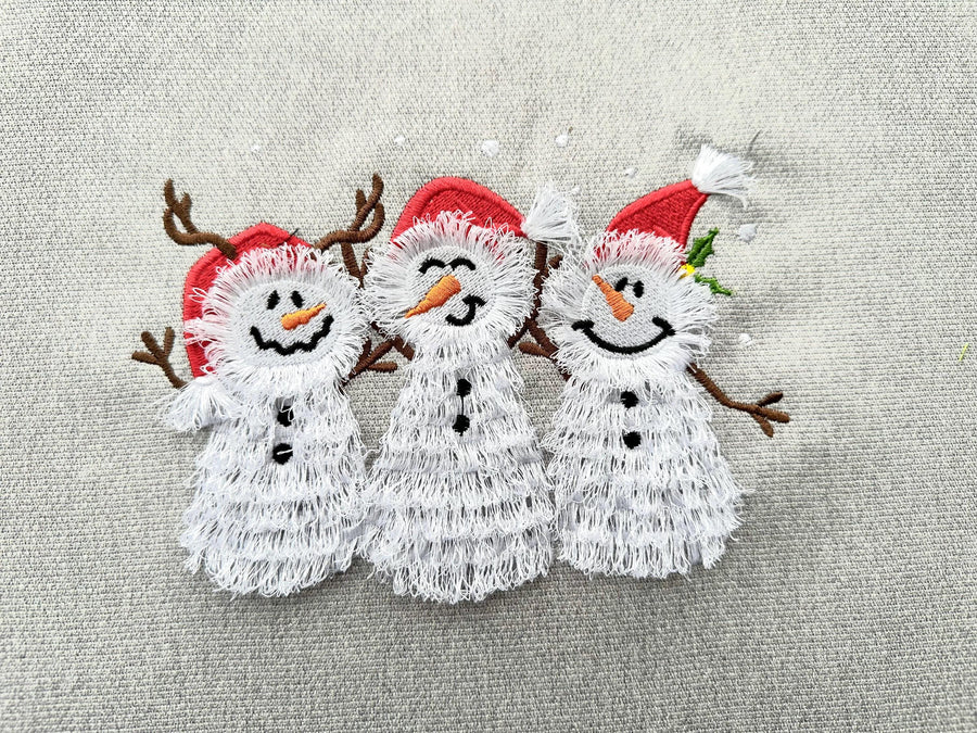 Fringed Snowman Friends Trio