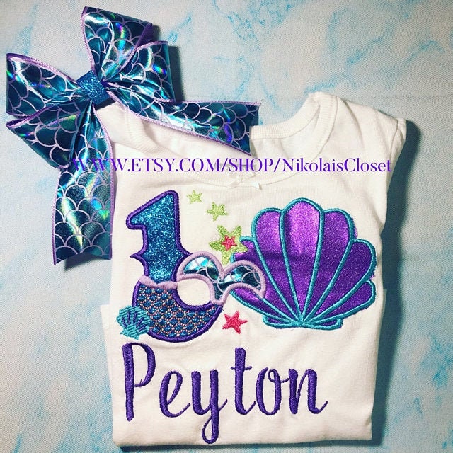 Mermaid Tail Birthday Number Applique