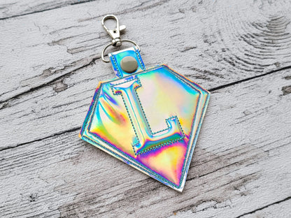 Special Puffy Puff foam Diamond shape Key Fob Snap Tab Monogram A-Z in