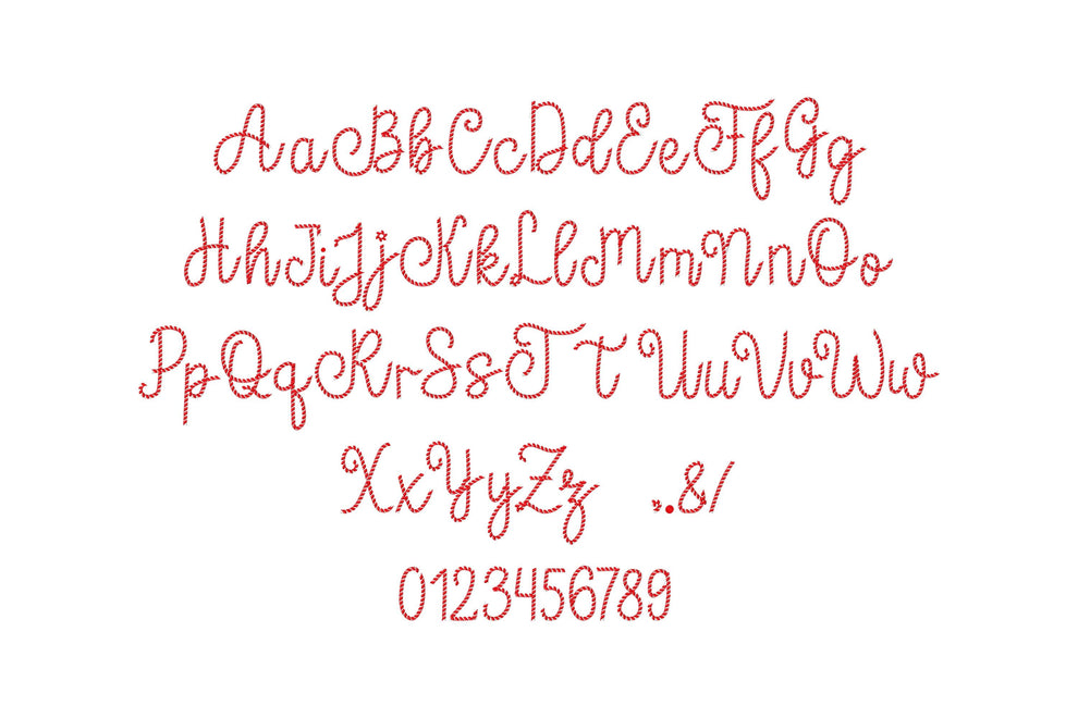 Candy Stripe FONT candy cane stitch 2 colors alphabet Christmas ...