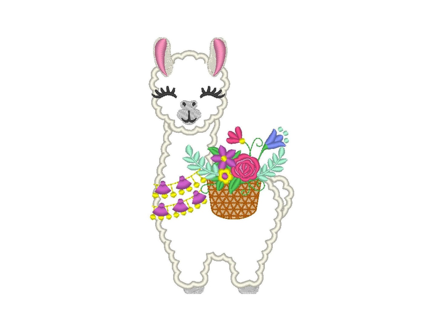 Floral Summer Llama Alpaca Applique