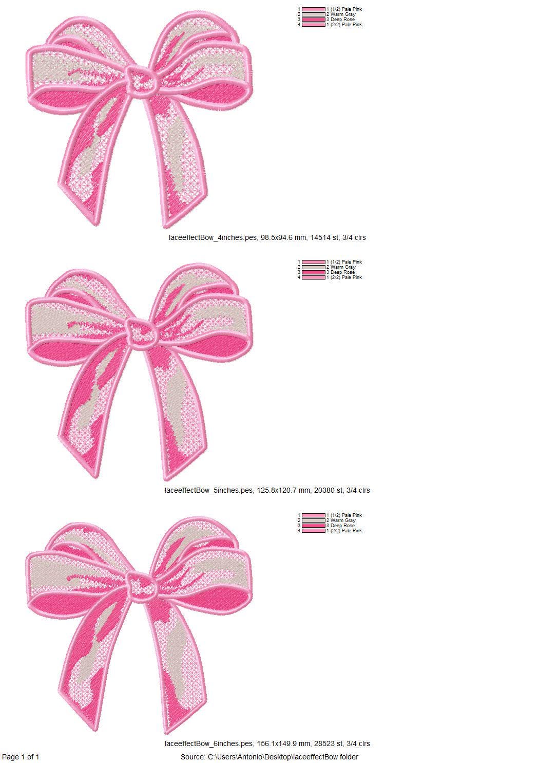 Light Stitch Lace Effect Bow