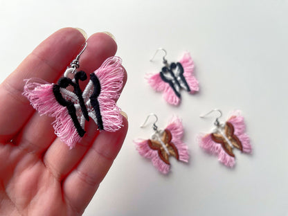 Fringed lace Butterfly earrings charm necklace pendant FSL freestanding