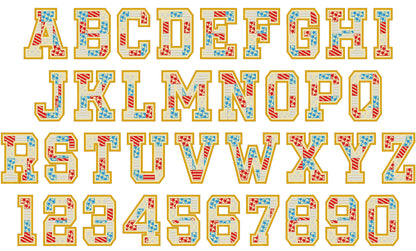 Patchwork Patriotic Patterned Font Applique