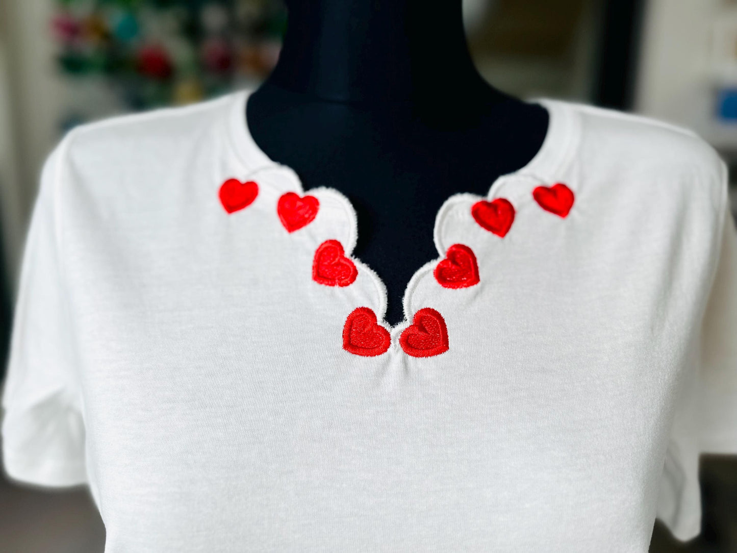 Valentine Heart Neckline Scalloped Cutout