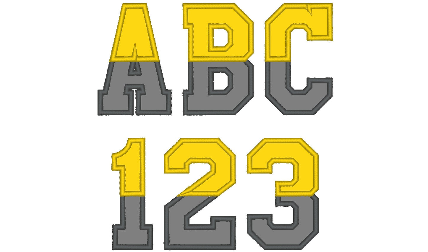 2-Color Athletic Block Split Font Applique