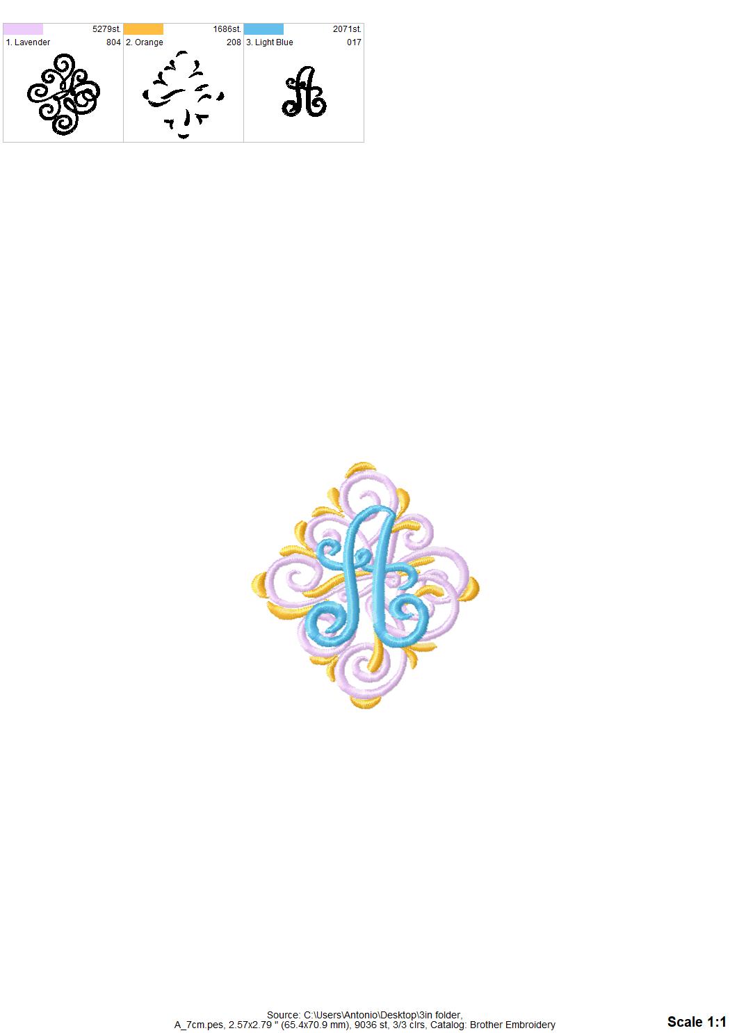 Ornamental Wedding Monogram Set