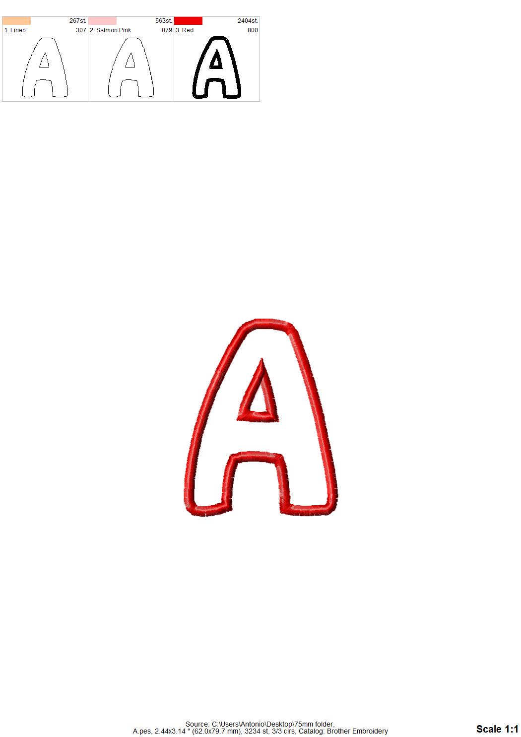 Monogram Applique Font Simon – Sizes 1.5" 2" 2.5" 3" 3.5" 4" BX Digital Font File | Artapli