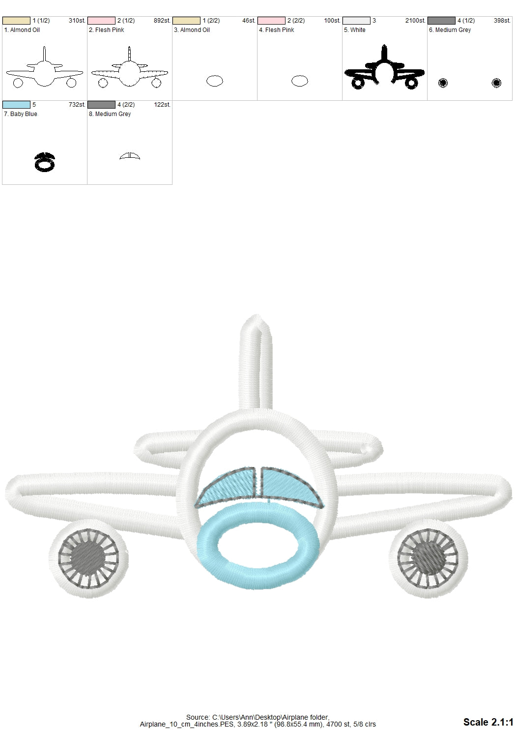 Airplane Applique and Fill Stitch