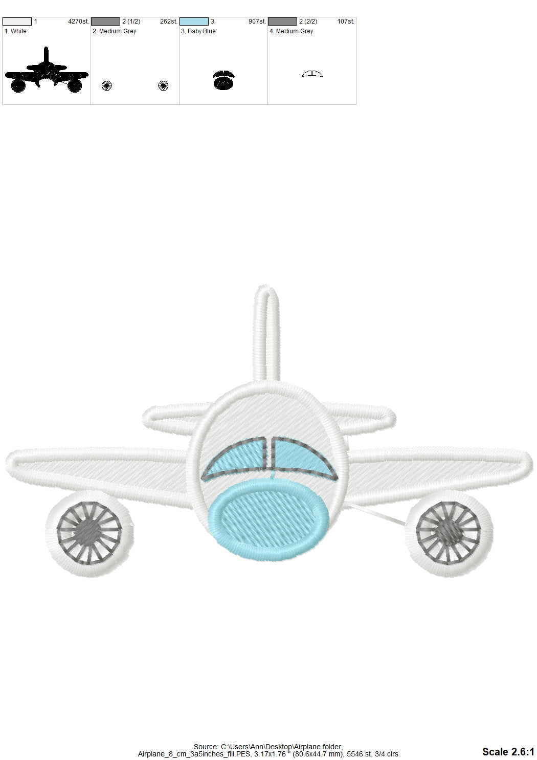 Airplane Applique and Fill Stitch