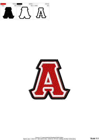 Double Outline Fill Stitch Greek Font