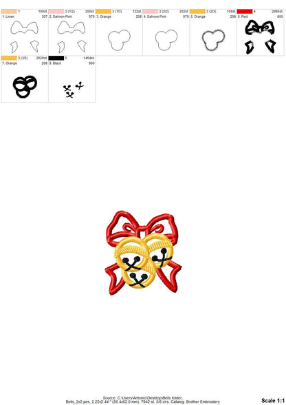 Gold Christmas Bells with Bow