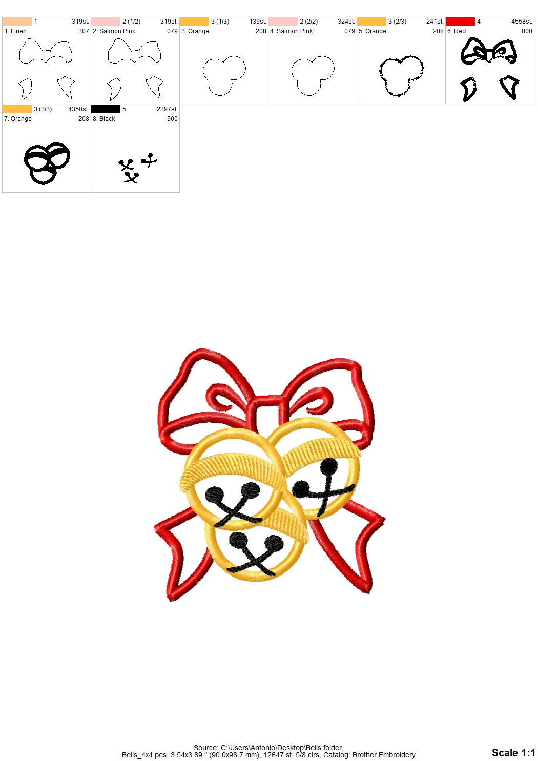 Gold Christmas Bells with Bow