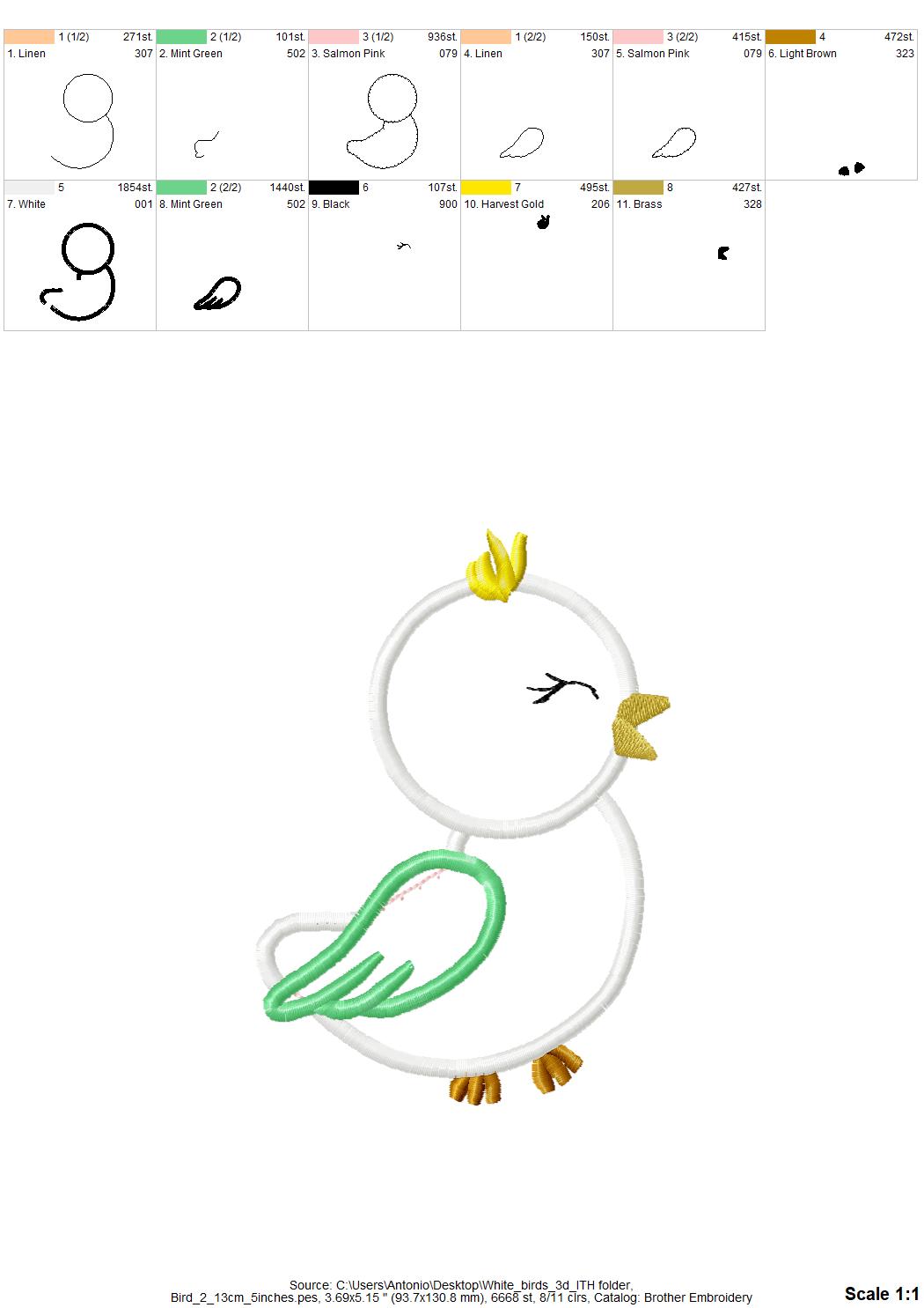 Bird Applique Set of 2 – Instant Download | Artapli