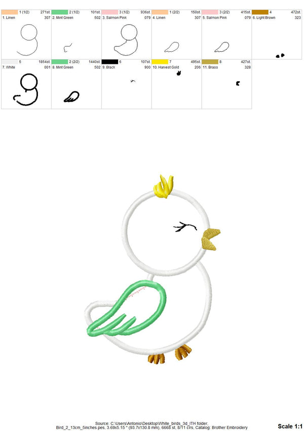 Bird Applique Set of 2