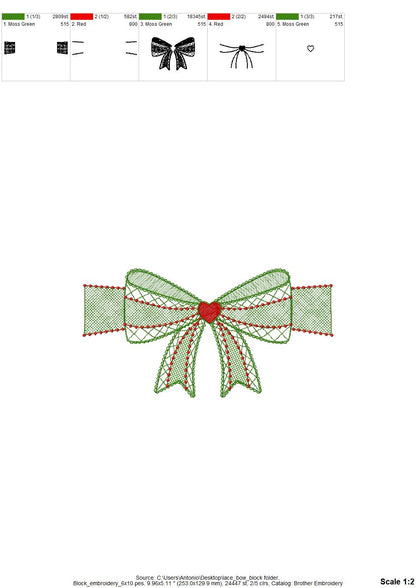 Elegant Lace Bow Block to Make Pouch – Bag machine embroidery design by Artapli